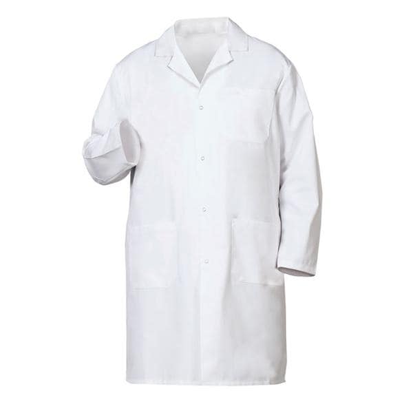 Lab Coat 3 Pockets Long Sleeves 41 in White Mens EA