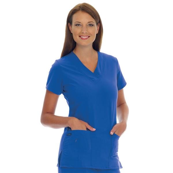 Jockey Scrub Shirt V-Neck 3 Pockets Short Sleeves X-Small Galaxy Blue Womens Ea