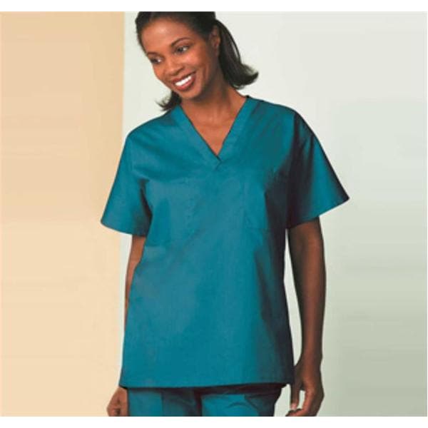 Fashion Seal Scrub Shirt 1 Pocket Set-In Sleeves Large Teal Unisex Ea