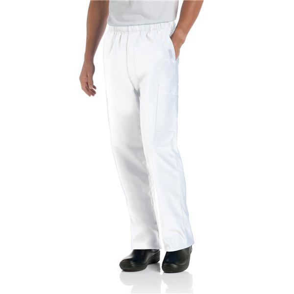 Scrub Pant 5 Pockets Large White Mens Ea