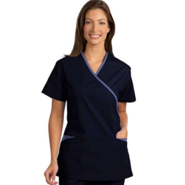 Fashion Poplin Scrub Top XOvr Nck 2 Pkts StIn Slv 2X Large Nvy/Cl Womens Ea