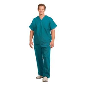 Fashion Seal Scrub Shirt V-Neck 1 Pocket Short Sleeves Medium Teal Unisex Ea