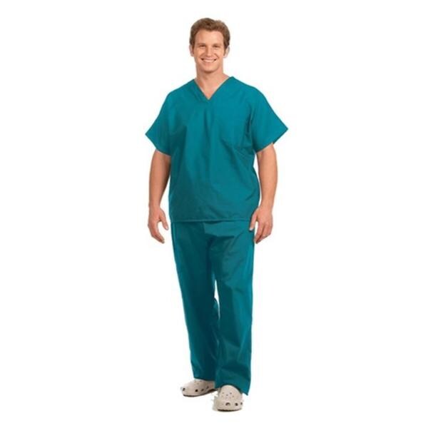 Fashion Seal Scrub Shirt V-Neck 1 Pocket Short Sleeves Medium Teal Unisex Ea