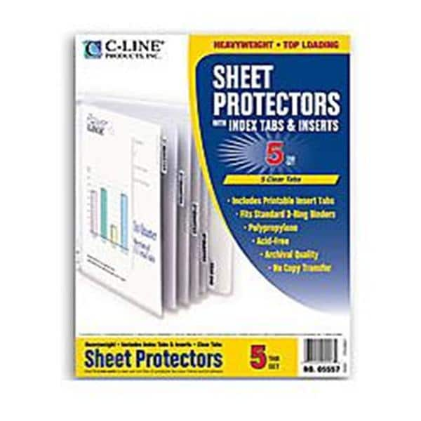 C-Line Sheet Protectors 5-Tab Inserts 8.5 in x 11 in Clear 5/Pk