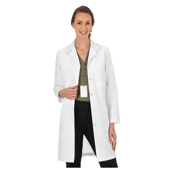 META Lab Coat 3 Pockets Long Sleeves 37 in X-Small White Womens Ea