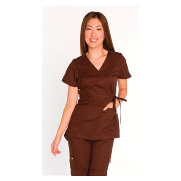 Scrub Shirt 2 Pockets Short Sleeves Medium Espresso Womens Ea