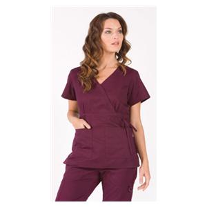 Scrub Shirt 2 Pockets Short Sleeves X-Small Merlot Womens Ea