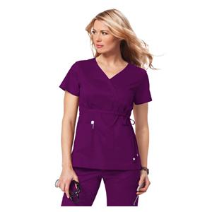 Scrub Shirt 2 Pockets Short Sleeves Medium Merlot Womens Ea