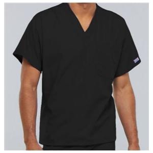 Cherokee Scrub Shirt V-Neck 1 Pocket Short Sleeves Large Black Unisex Ea