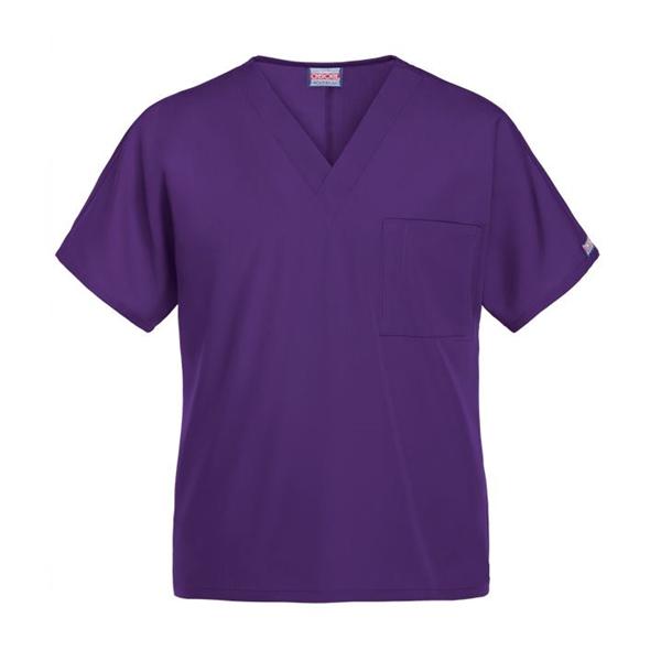 Cherokee Scrub Shirt V-Neck 1 Pocket Short Sleeves Small Grape Unisex Ea