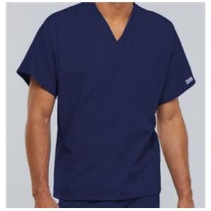 Cherokee Scrub Shirt V-Neck 1 Pocket Short Sleeves Medium Navy Unisex Ea