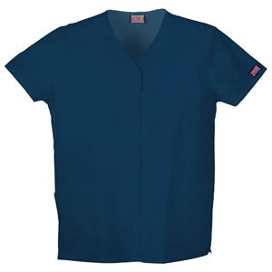 Cherokee Scrub Top V-Neck Short Sleeves Small Navy Womens Ea