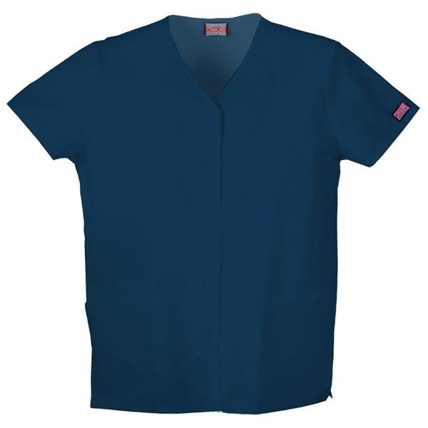 Cherokee Scrub Top V-Neck Short Sleeves Small Navy Womens Ea