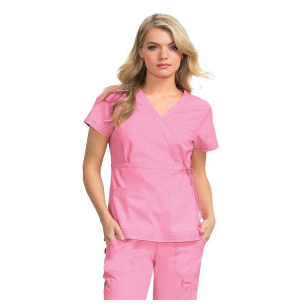 Scrub Shirt 2 Pockets Short Sleeves X-Large Pink Womens Ea