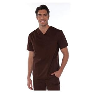 Scrub Shirt V-Neck 4 Pockets 2X Large Espresso Mens Ea