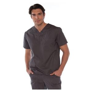 Scrub Shirt V-Neck 4 Pockets Small Steel Grey Mens Ea