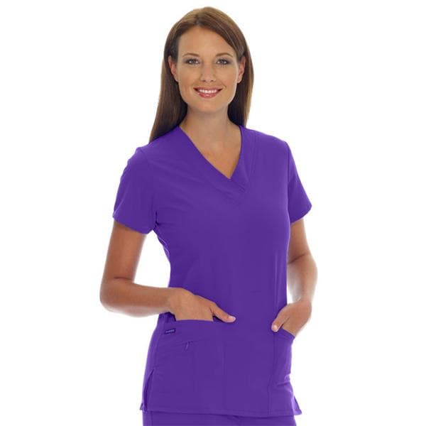 Jockey Scrub Shirt V-Neck 3 Pockets Short Sleeves 2X Large Purple Womens Ea