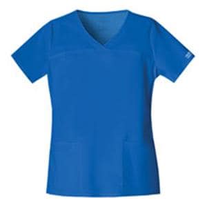 Cherokee Scrub Shirt V-Neck 3 Pockets Short Sleeves Large Royal Blue Womens Ea