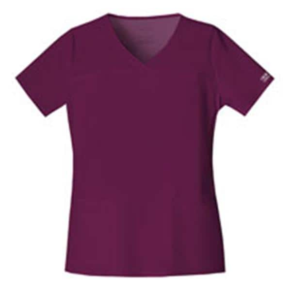 Cherokee Scrub Shirt V-Neck 3 Pockets Short Sleeves 5X Large Wine Womens Ea