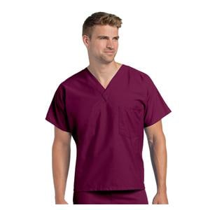 Scrub Shirt V-Neck 1 Pocket Short Sleeves X-Large Wine Unisex Ea