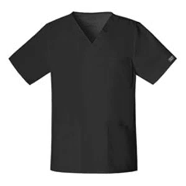 Cherokee Scrub Shirt V-Neck 4 Pockets Short Sleeves Small Black Unisex Ea