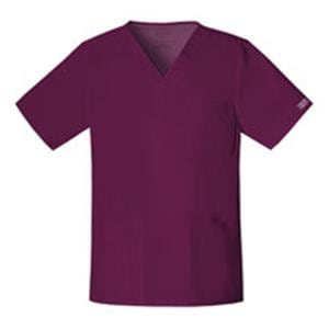 Cherokee Scrub Shirt V-Neck 4 Pockets Short Sleeves Large Wine Unisex Ea