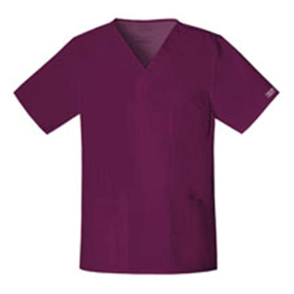 Cherokee Scrub Shirt V-Neck 4 Pockets Short Sleeves Large Wine Unisex Ea