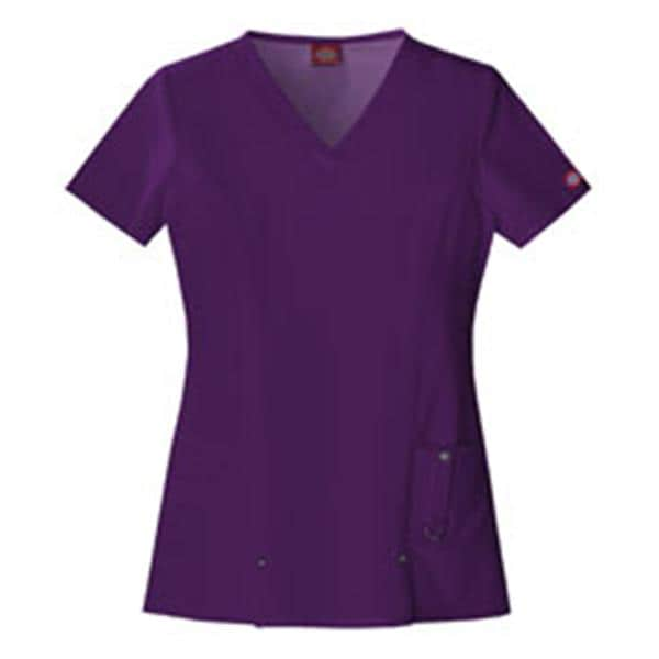 Dickies Scrub Shirt V-Neck 3 Pockets Short Sleeves Medium Eggplant Womens Ea