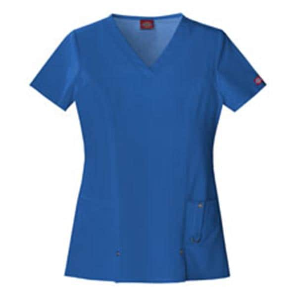 Dickies Scrub Shirt V-Neck 3 Pockets Short Sleeves Medium Royal Blue Womens Ea