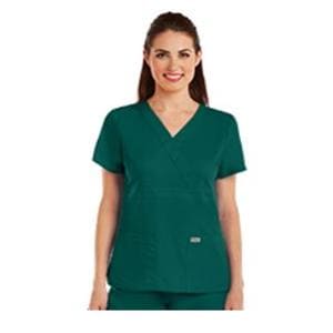 Scrub Top Mock Wrap V-Neck 3 Pockets Hunter Womens Ea