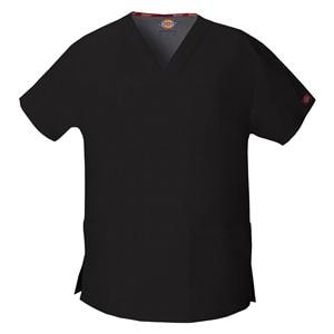 Dickies Scrub Top V-Neck 3 Pockets Black Womens Ea