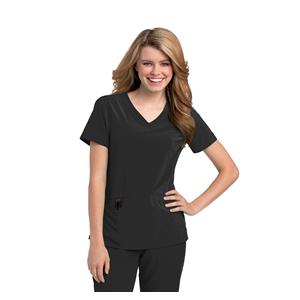 Urbane Scrub Shirt V-Neck Small Black Womens Ea