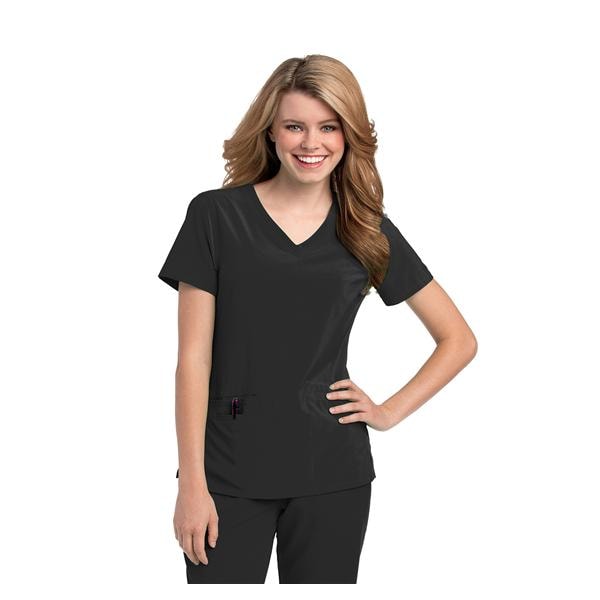 Urbane Scrub Shirt V-Neck Large Black Womens Ea