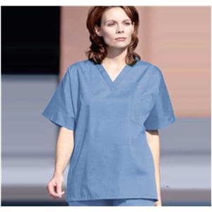 Scrub Shirt 1 Pocket X-Long Cap Short Sleeves Small Ceil Blue Unisex Ea