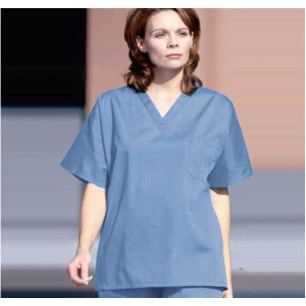 Scrub Shirt 1 Pocket X-Long Cap Short Sleeves Small Ceil Blue Unisex Ea