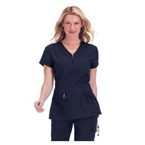 Scrub Shirt 2 Pockets Short Sleeves Large Navy Womens Ea