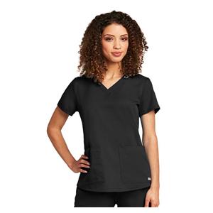 Greys Anatomy Scrub Shirt V-Neck 2 Pockets Short Sleeves X-Large Black Womens Ea