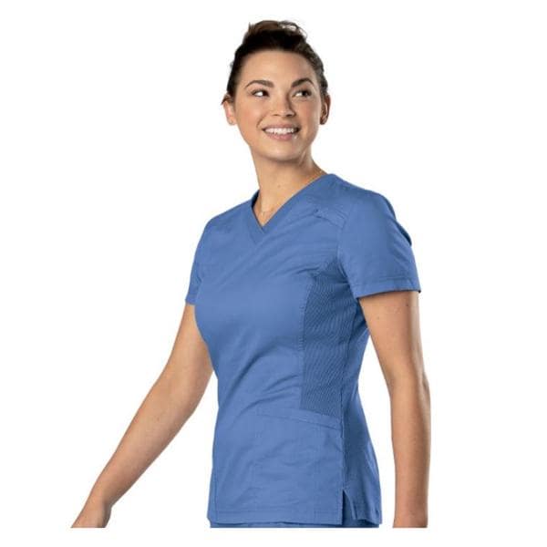 Scrub Shirt V-Neck 1 Pocket Short Sleeves Medium Ceil Blue Unisex Ea