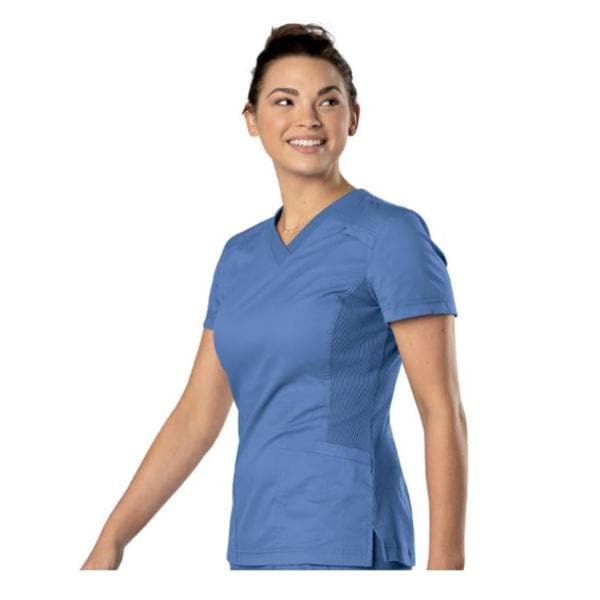 Scrub Shirt V-Neck 1 Pocket Short Sleeves 5X Large Ceil Blue Unisex Ea