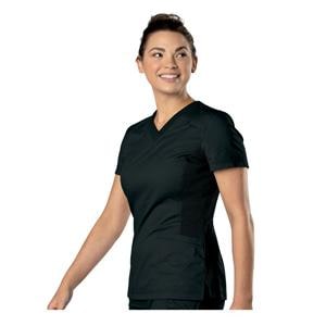 Scrub Shirt V-Neck 1 Pocket Short Sleeves Small Black Unisex Ea