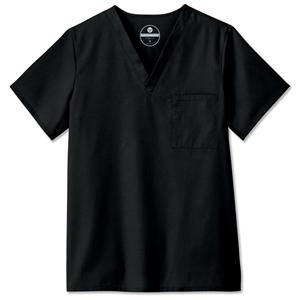 Scrub Top 1 Pocket Set-In Sleeves Medium Black Unisex Ea