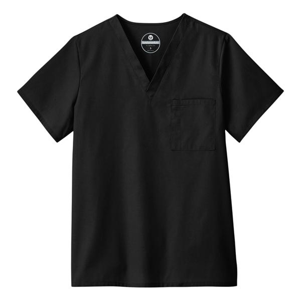 Scrub Shirt V-Neck 1 Pocket Set-In Sleeves 4X Large Black Unisex Ea