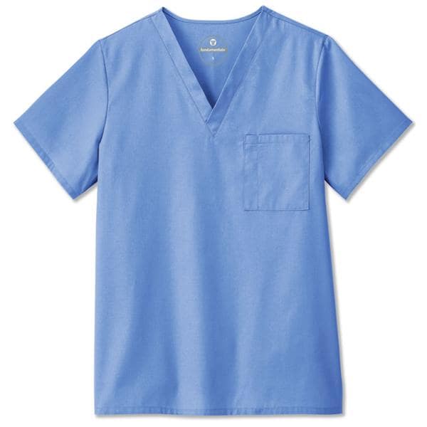 Scrub Shirt V-Neck 1 Pocket Set-In Sleeves X-Small Ceil Blue Unisex Ea