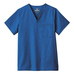 Scrub Shirt V-Neck 1 Pocket Set-In Sleeves 2X Large Royal Blue Unisex Ea