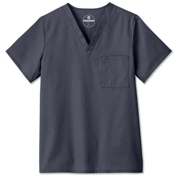 Scrub Shirt V-Neck 1 Pocket Set-In Sleeves Small Charcoal Unisex Ea