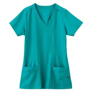 Jockey Scrub Shirt Mock Wrap V-Neck 2 Pockets Short Sleeves Large Teal Womens Ea