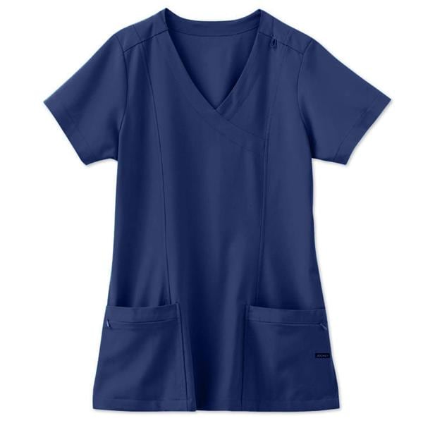 Jockey Scrub Shirt Mock Wrap V-Neck 2 Pockets Short Sleeves Large Navy Womens Ea