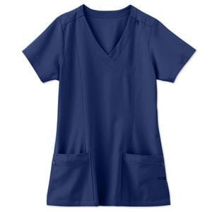 Jockey Scrub Shirt Mock Wrap V-Neck 2 Pockets Short Sleeves Small Navy Womens Ea