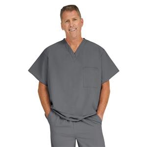 Fifth Ave Scrub Shirt 1 Pocket Short Sleeves Large Charcoal Unisex Ea