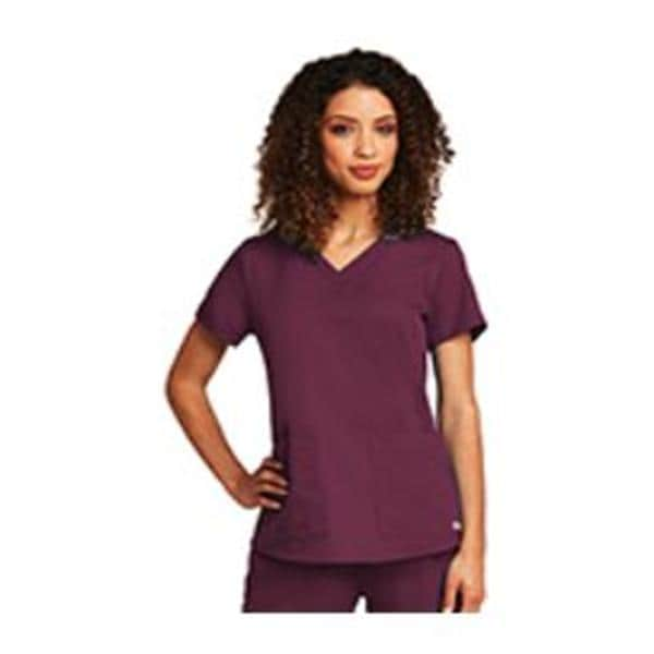 Greys Anatomy Top V-Neck 2 Pockets Medium Wine Womens Ea